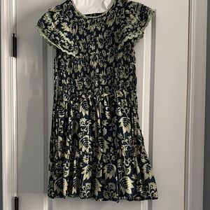 Floral Navy and Lime Green Dress